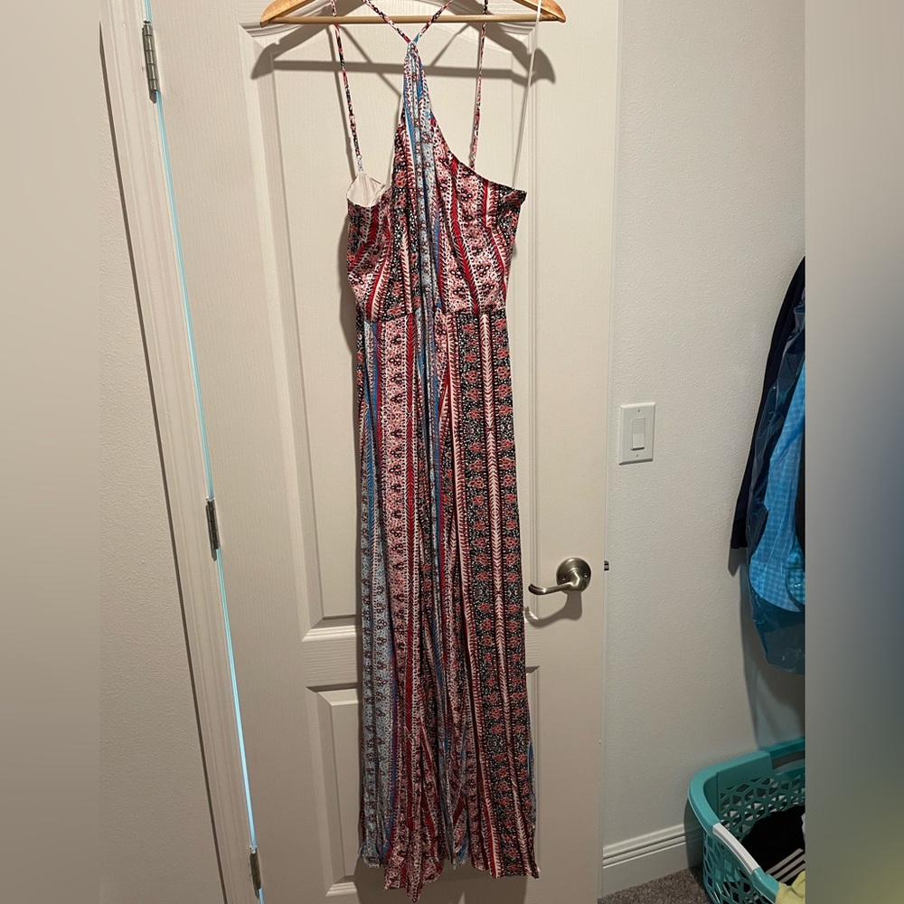 1.STATE Patterned Maxi Dress – Size 8, Red/Blue/Black/White, Worn 3×